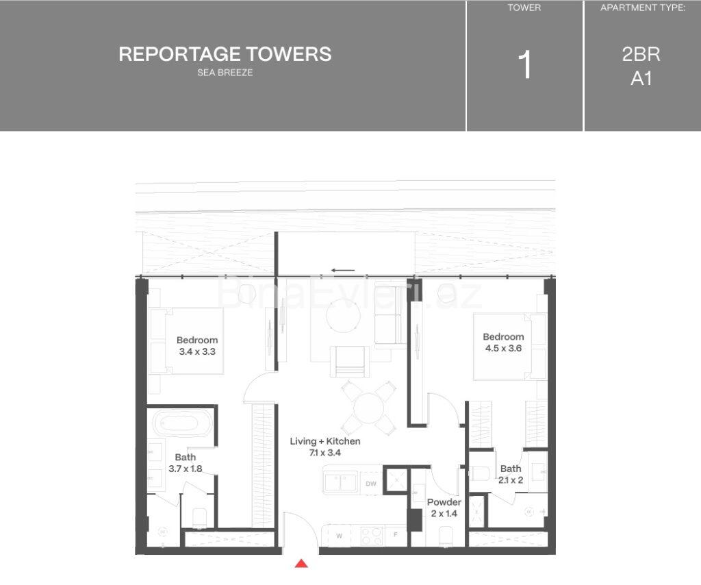 Satılır 3 otaqlı yeni tikili 86 m², Sea Breeze Reportage Heights